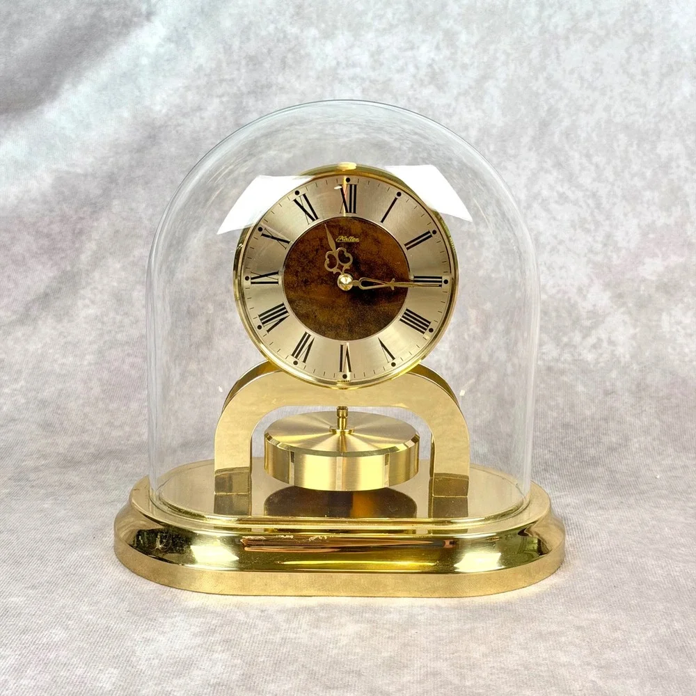 Vintage Haller Anniversary Clock Quartz Torsion Pendulum Brass Glass Dome  PARTS